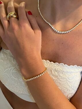 NOA Simulated Diamond Gold Tennis Bracelet